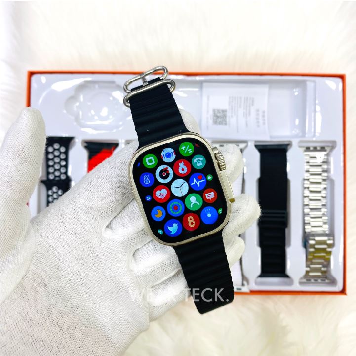 7 in 1 Ultra Smart Watch – 2.0" LCD, Bluetooth Calling, Wireless Charging | 7 Premium Straps & Full Health Tracking