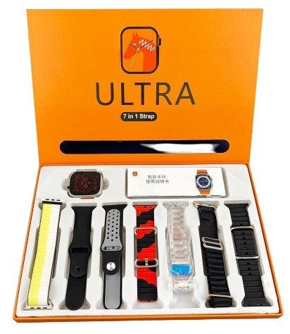 7 in 1 Ultra Smart Watch – 2.0" LCD, Bluetooth Calling, Wireless Charging | 7 Premium Straps & Full Health Tracking