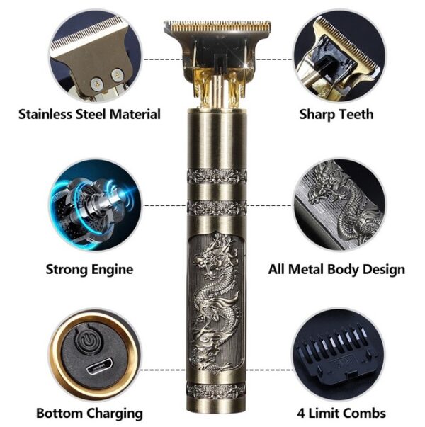 T9 Cordless Hair & Beard Trimmer – Rechargeable Shaving Machine for Men | Plastic Body Electric Clipper