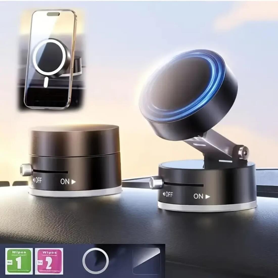Magnetic Wireless Phone Holder – Foldable Suction Mount Stand