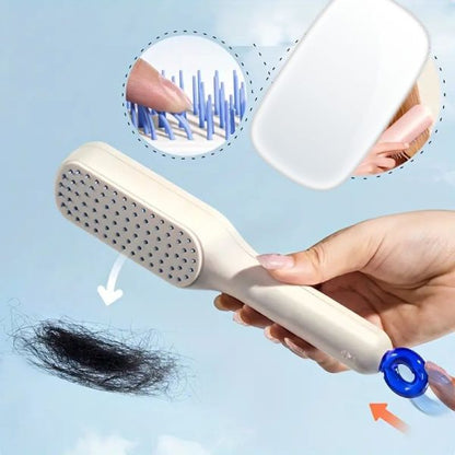 Self-Cleaning Hair Brush – Telescopic Detangling Comb with One-Pull Cleaning