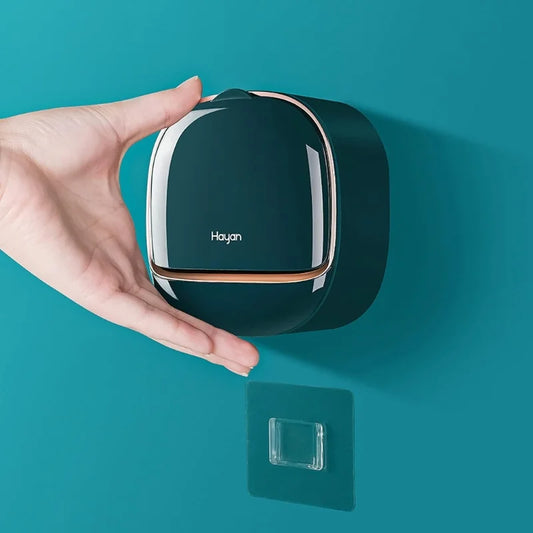 Wall Mounted Soap Holder with Lid – Self Adhesive Drain Tray