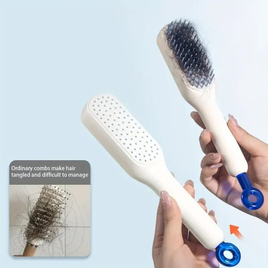 Self-Cleaning Hair Brush – Telescopic Detangling Comb with One-Pull Cleaning