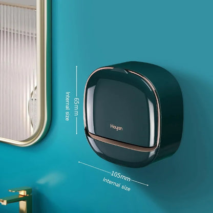 Wall Mounted Soap Holder with Lid – Self Adhesive Drain Tray