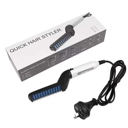 Hair & Beard Straightener Comb for Men – Quick Heat Electric Styling Brush