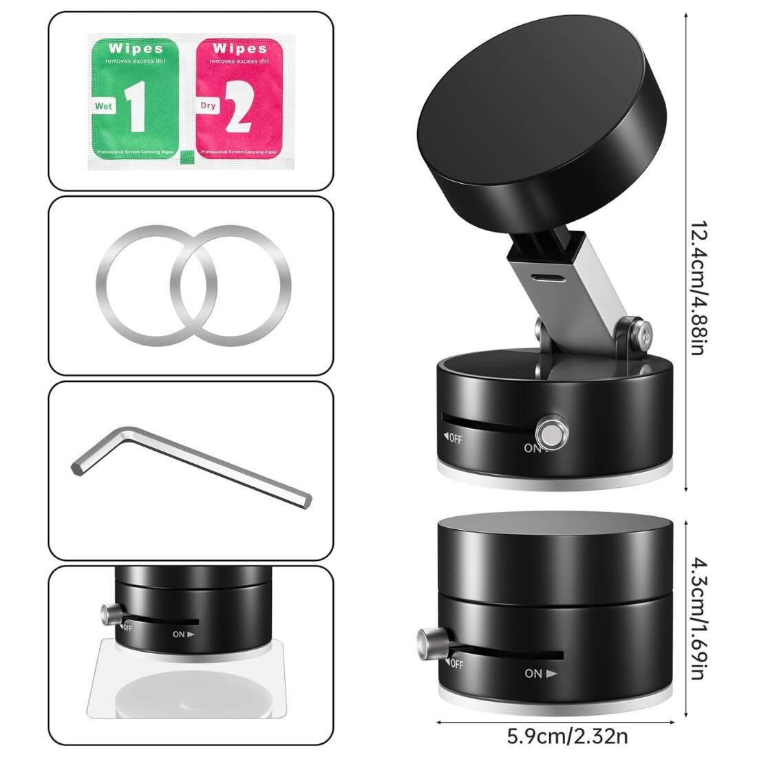 Magnetic Wireless Phone Holder – Foldable Suction Mount Stand