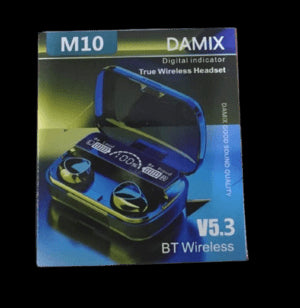 M10 Damix V5.3 Wireless Earbuds – LED Display Touch Control TWS