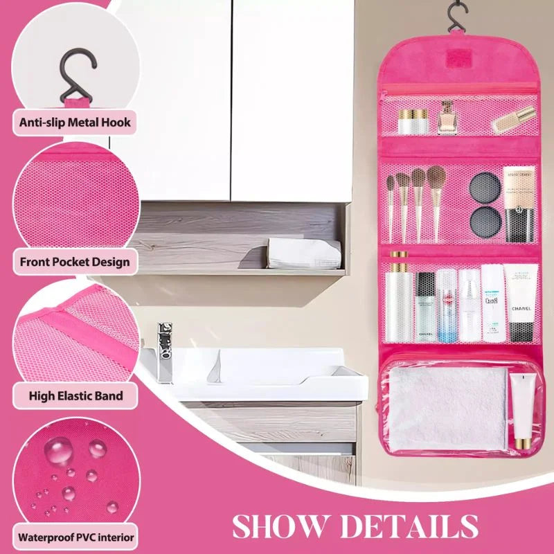Travel Hanging Toiletry Organizer – Roll-Up Cosmetic Bag